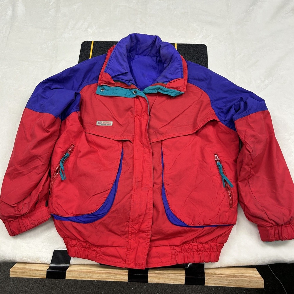 Columbia Radial Sleeve Jacket Womens Large Red Purple Colorblock Vintage F1